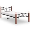 Estructura de cama metal y madera maciza de roble 90x200 cm