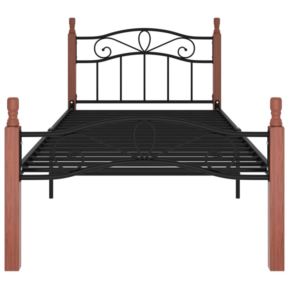 Estructura de cama metal y madera maciza de roble 90x200