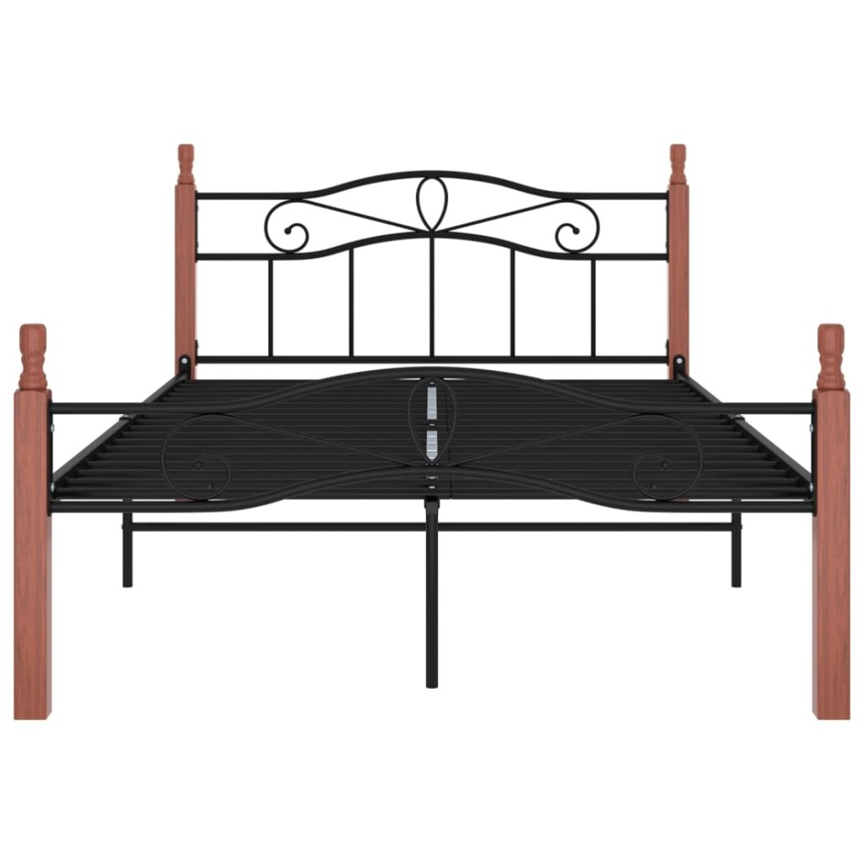 Estructura de cama metal y madera maciza de roble 120x200