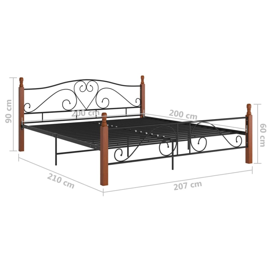 Estructura de cama de metal negro 200x200