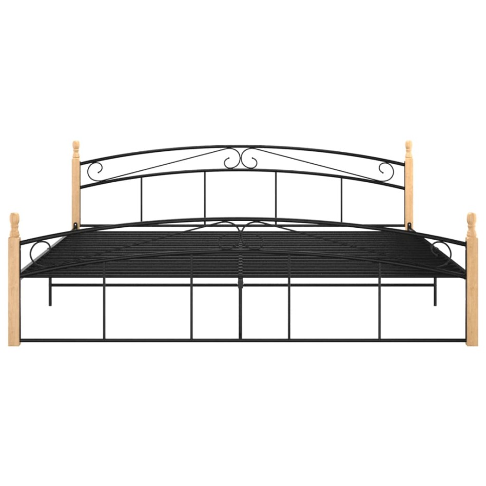 Estructura de cama metal y madera maciza de roble 200x200