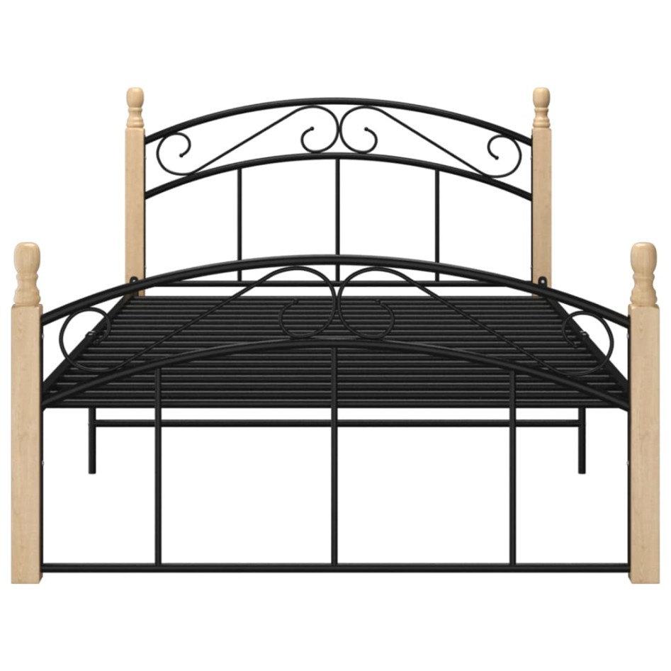 Estructura de cama metal y madera maciza de roble 120x200