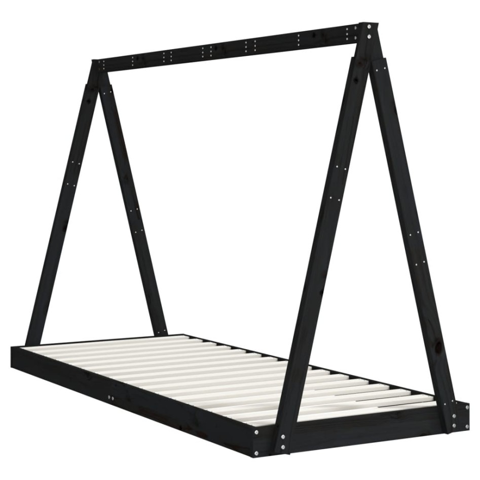 Estructura de cama para niños madera de pino negro 80x200
