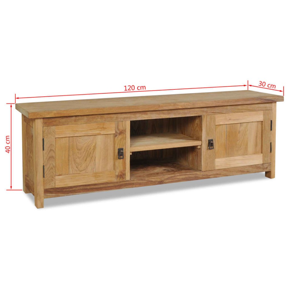 Mueble de TV de madera de teca maciza 120x30x40