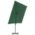 Sombrilla voladiza con poste de acero verde 250x250