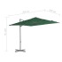 Sombrilla voladiza con poste de acero verde 250x250