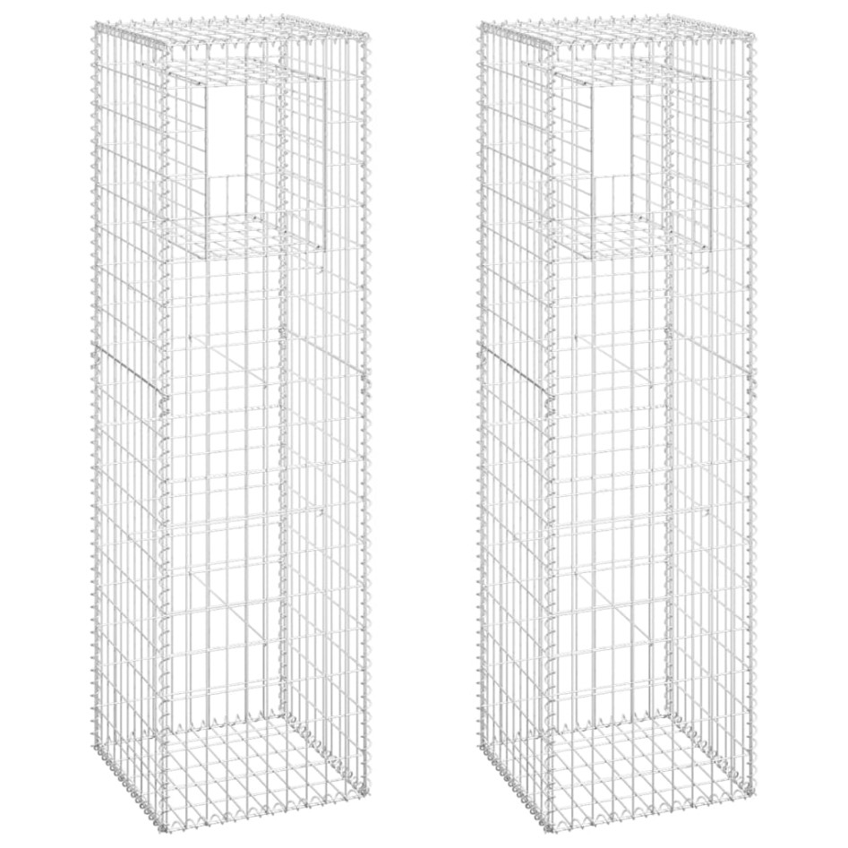 Cestas postes de gaviones 2 unidades hierro 50x50x180