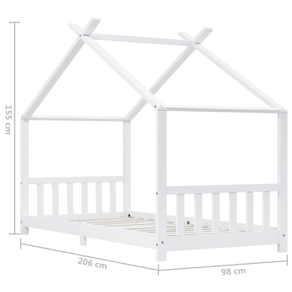 Estructura de cama infantil madera maciza pino blanco 90x200