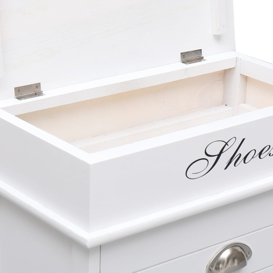 Mueble zapatero de madera de Paulownia blanco 50x28x58