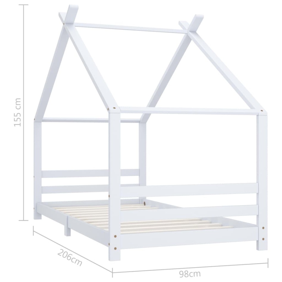 Estructura de cama infantil madera maciza pino blanco 90x200