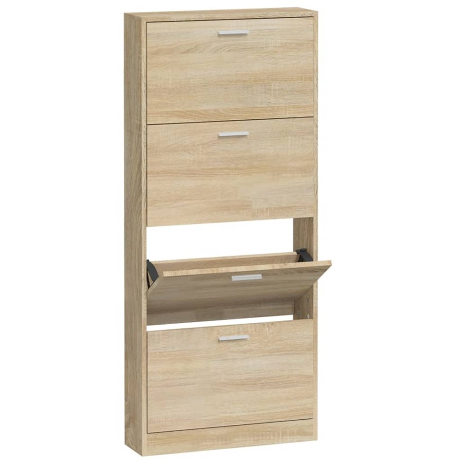 Mueble zapatero madera contrachapada color roble 59x17x150