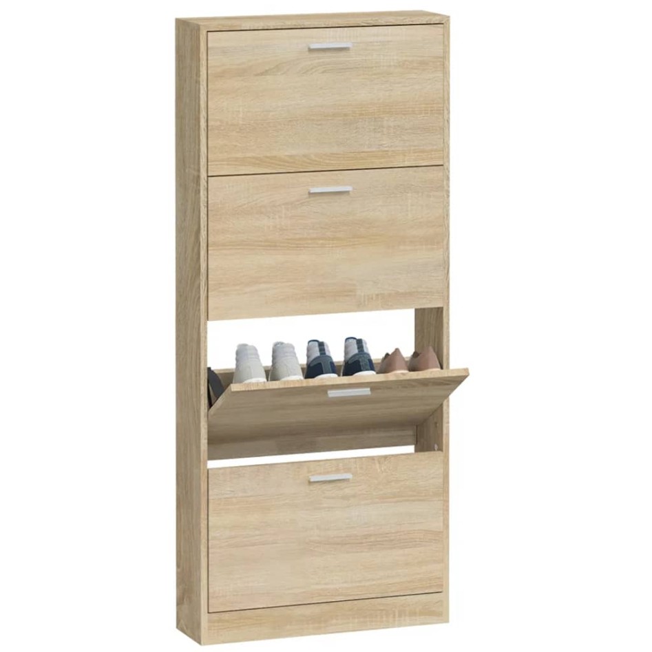 Mueble zapatero madera contrachapada color roble 59x17x150