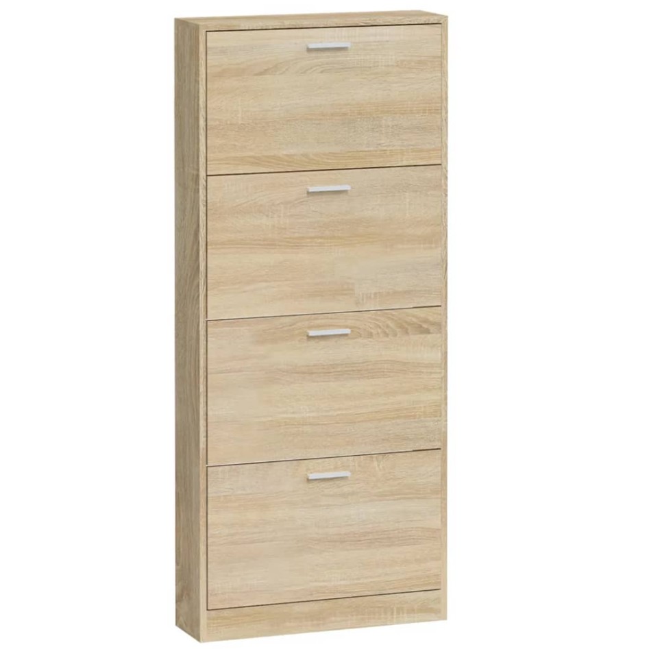 Mueble zapatero madera contrachapada color roble 59x17x150