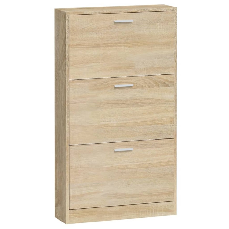 Mueble zapatero madera contrachapada color roble 59x17x108