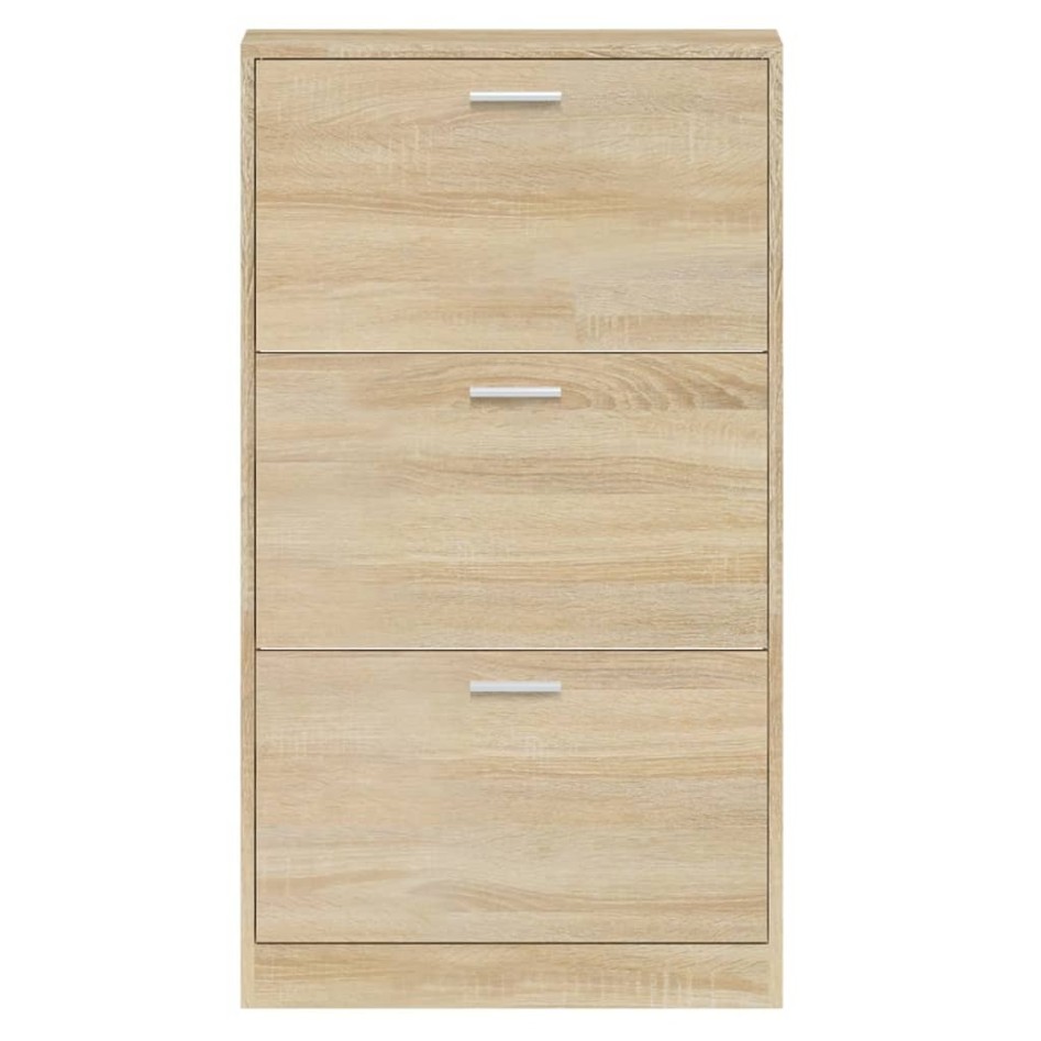 Mueble zapatero madera contrachapada color roble 59x17x108