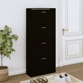 Mueble zapatero madera contrachapada negro 63x24x147