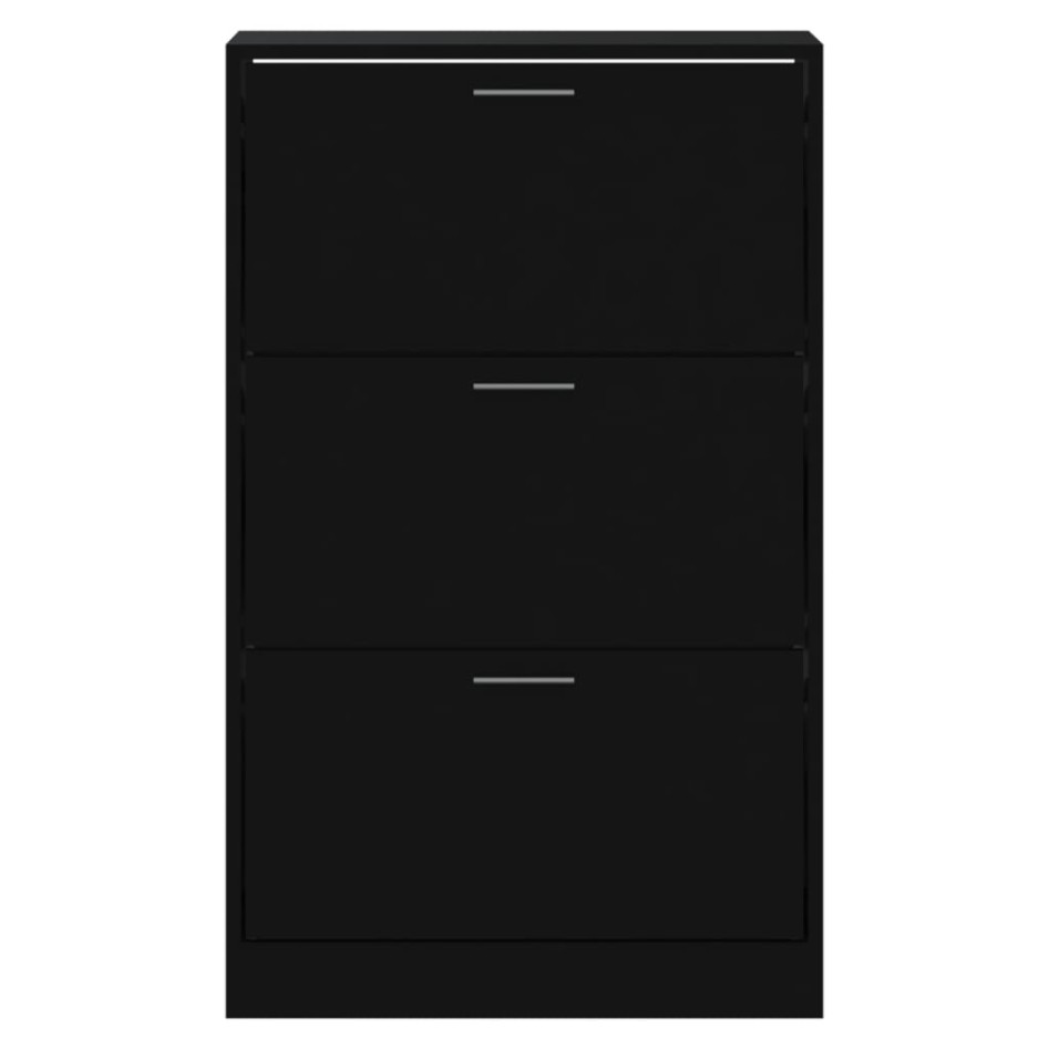 Mueble zapatero madera contrachapada negro 63x24x103