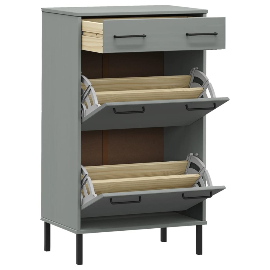 Zapatero con patas de metal OSLO madera maciza pino