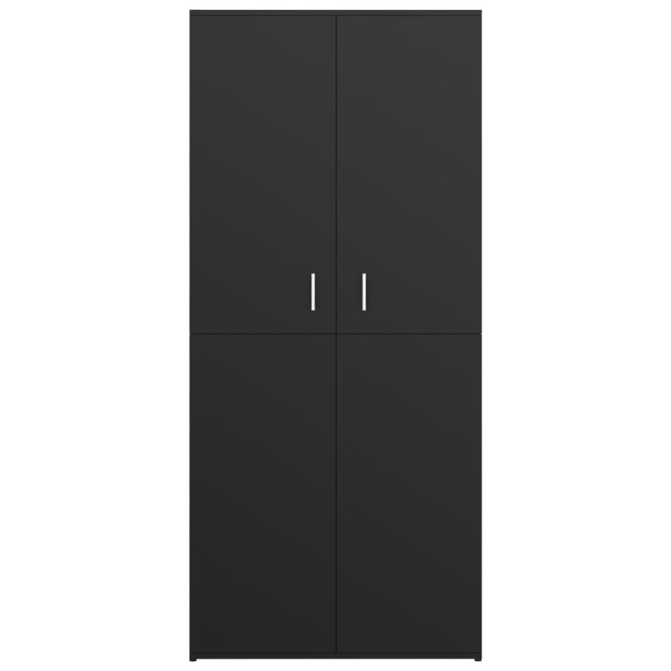 Mueble zapatero de madera contrachapada negro 80x39x178