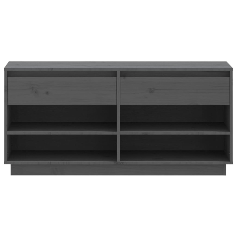 Mueble zapatero de madera maciza de pino gris 110x34x52