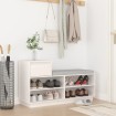 Mueble zapatero de madera maciza de pino blanco 110x34x61 cm