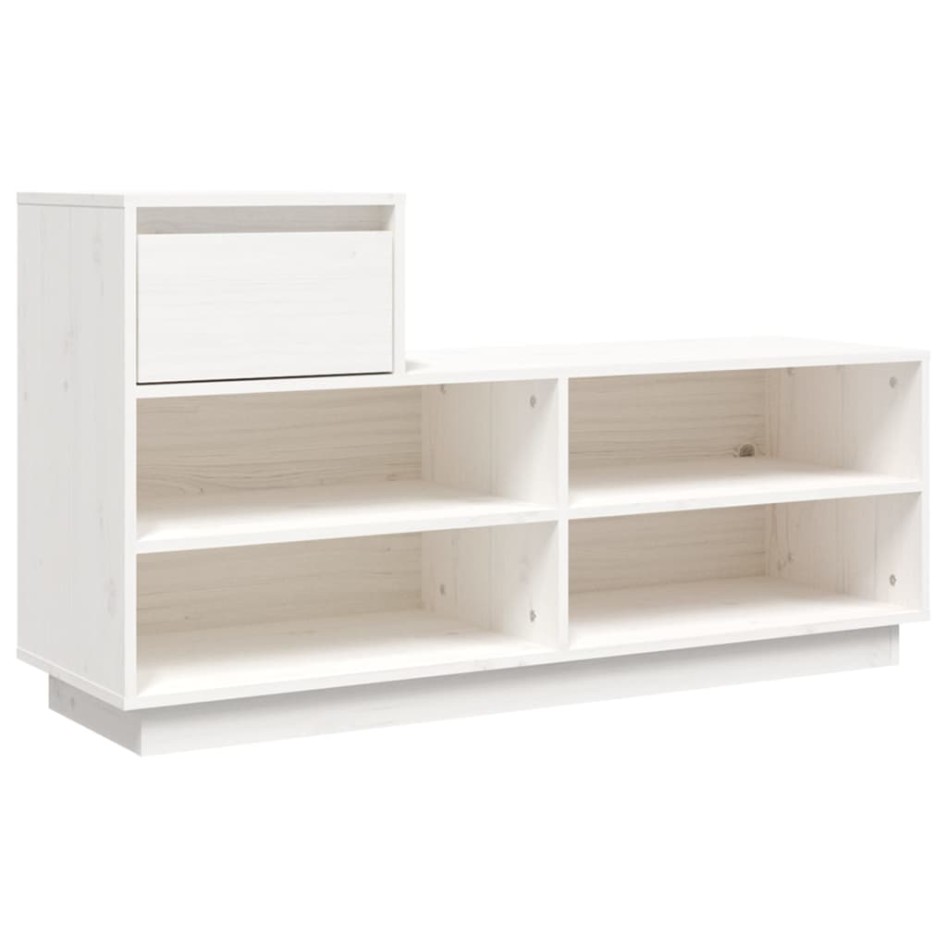 Mueble zapatero de madera maciza de pino blanco 110x34x61