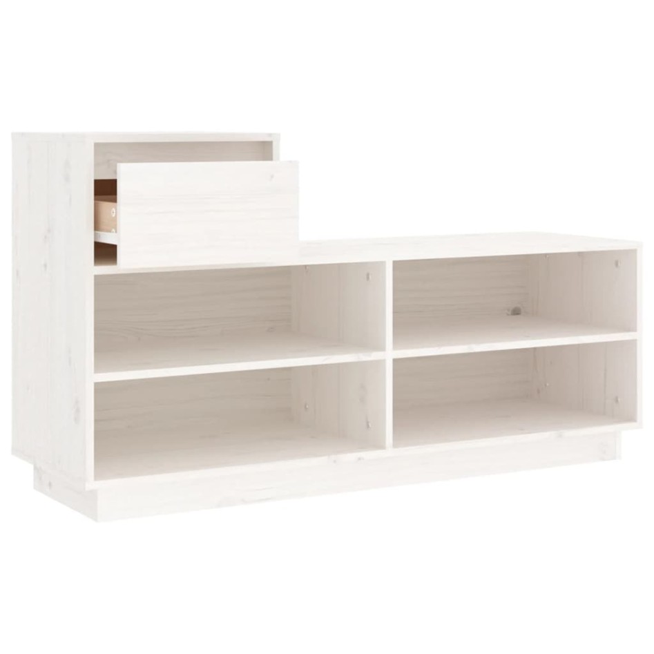 Mueble zapatero de madera maciza de pino blanco 110x34x61