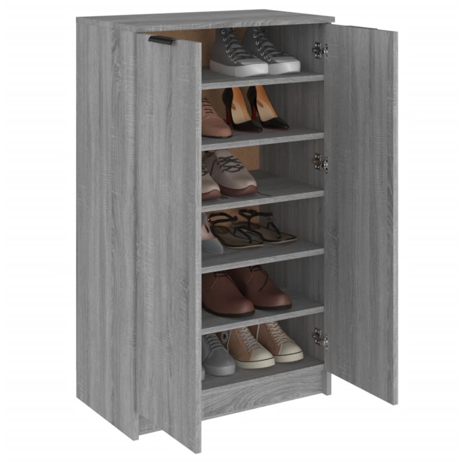 Mueble zapatero madera contrachapada gris Sonoma 59x35x100