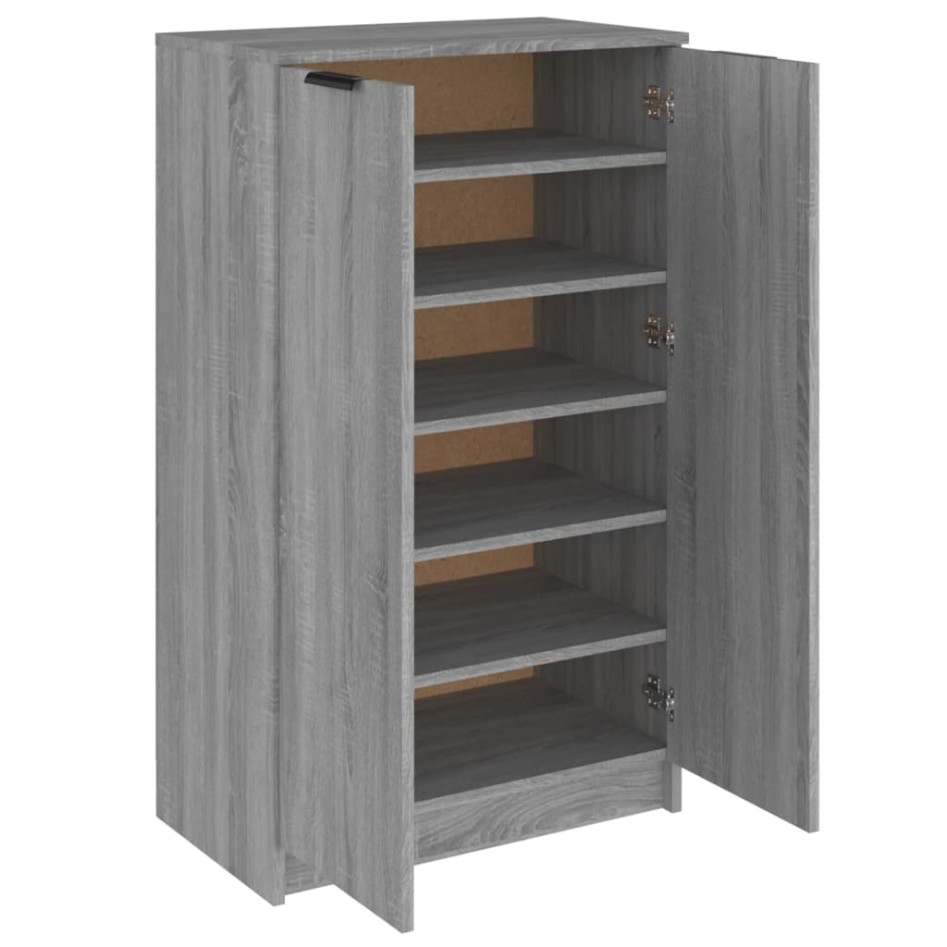 Mueble zapatero madera contrachapada gris Sonoma 59x35x100