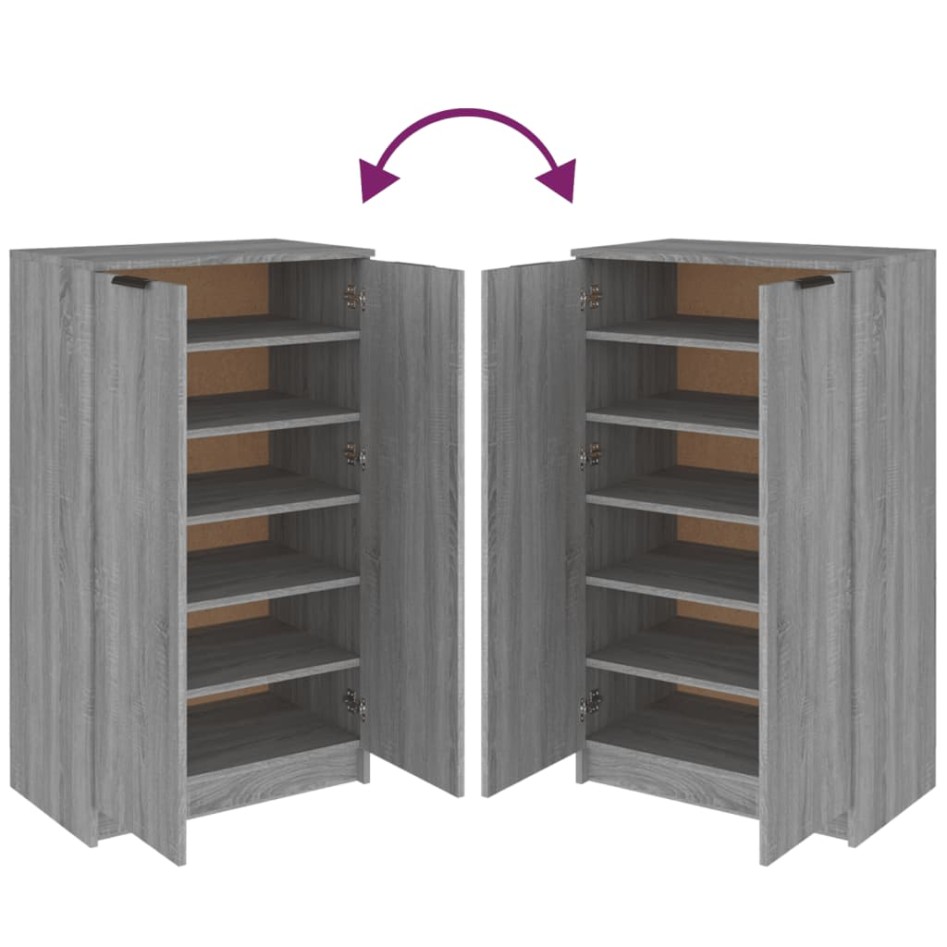 Mueble zapatero madera contrachapada gris Sonoma 59x35x100