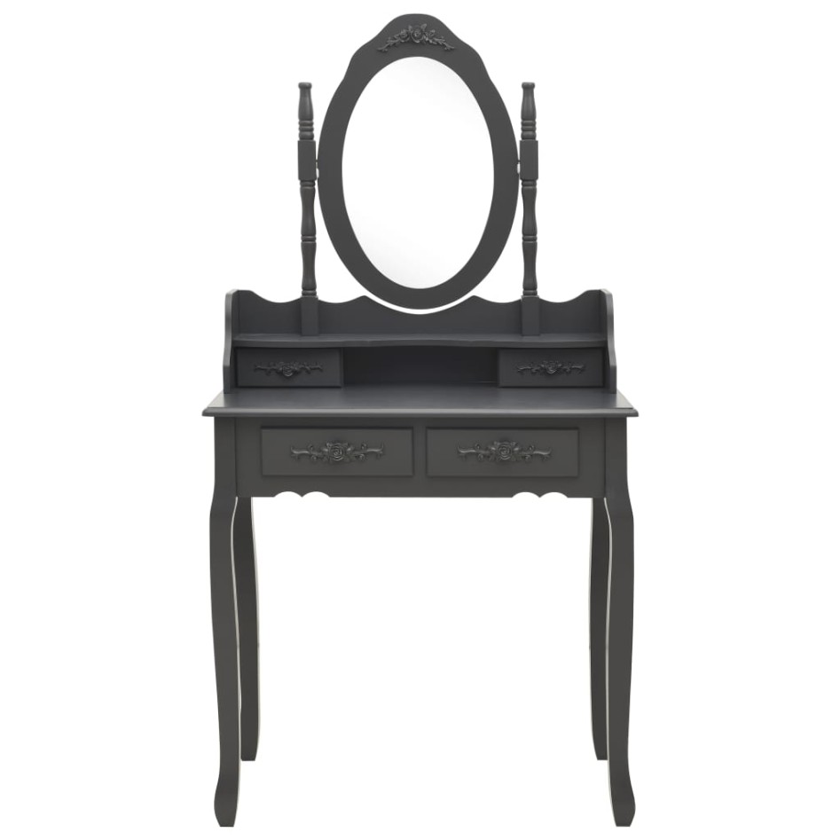 Juego de tocador y taburete madera paulownia gris 75x69x140