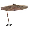 Sombrilla colgante con palo madera abeto gris taupe 3,5x2,9 m