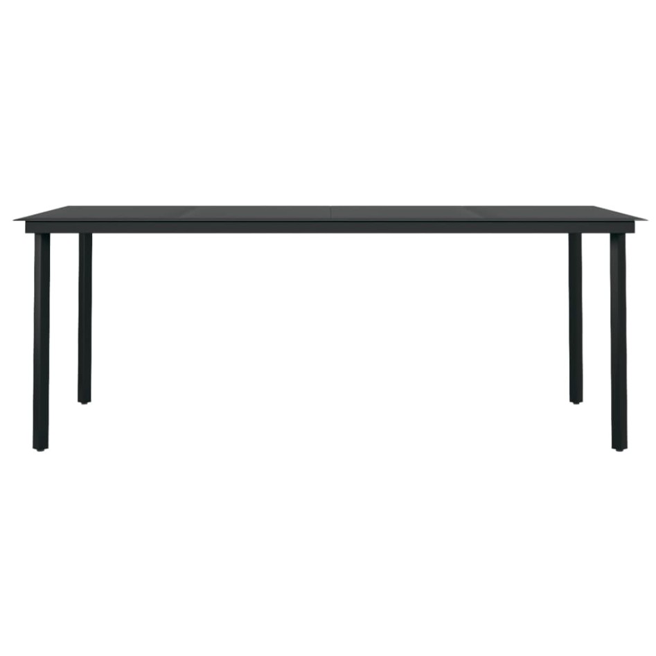 Mesa de comedor para jardín acero y vidrio negro 200x100x74