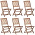 Sillas de exterior plegables 6 uds madera maciza