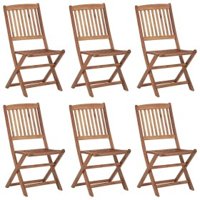 Sillas de exterior plegables 6 uds madera maciza