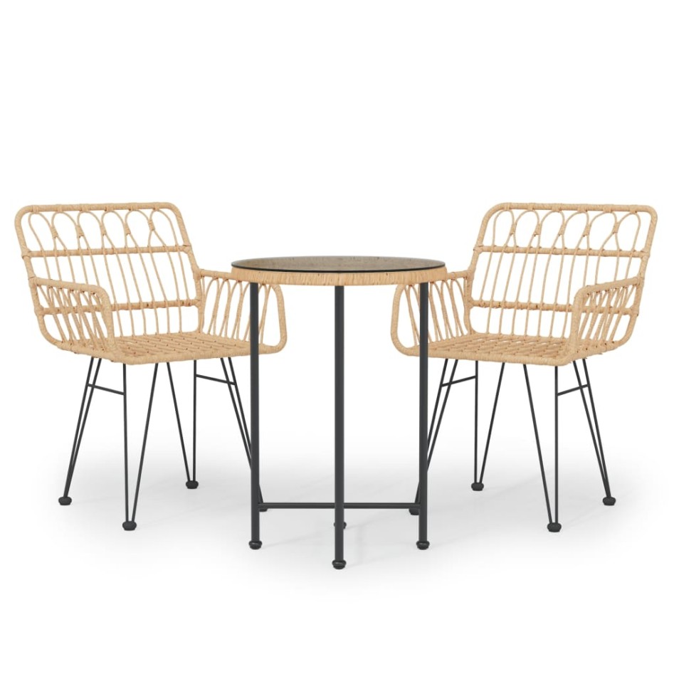 Juego de comedor de jardín 3 piezas ratán