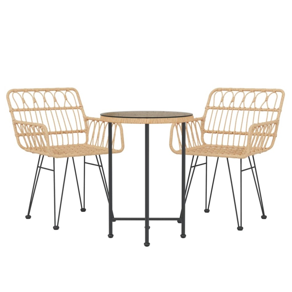 Juego de comedor de jardín 3 piezas ratán