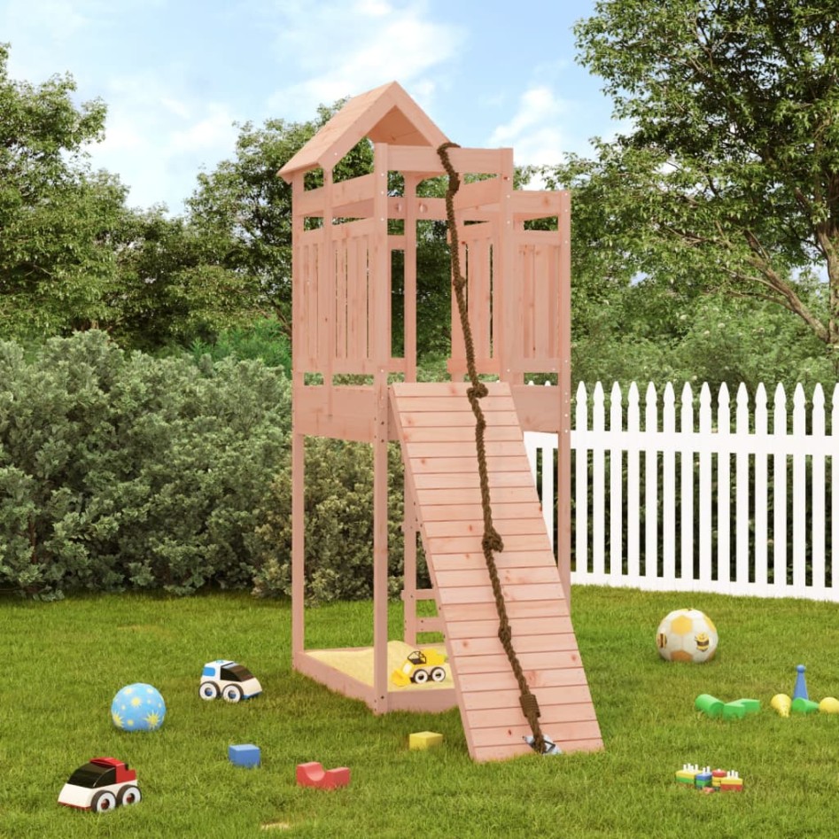 Casita infantil con pared de escalada madera abeto