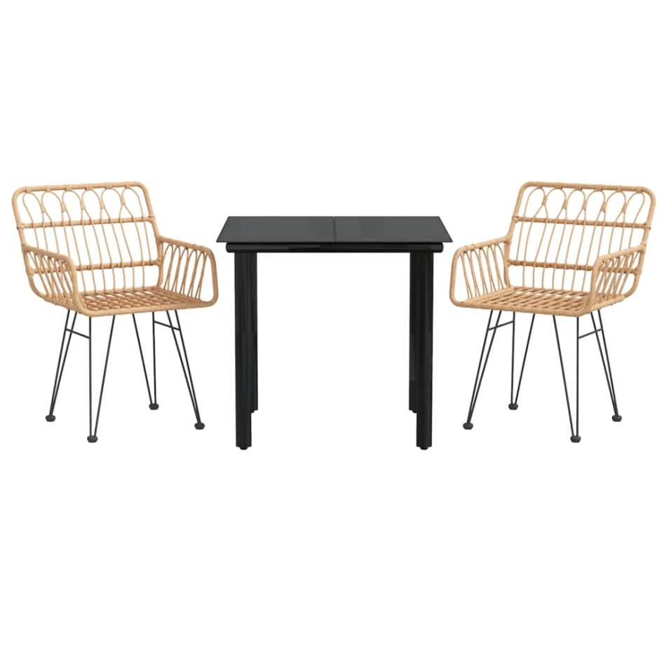 Juego de comedor de jardín 3 piezas ratán