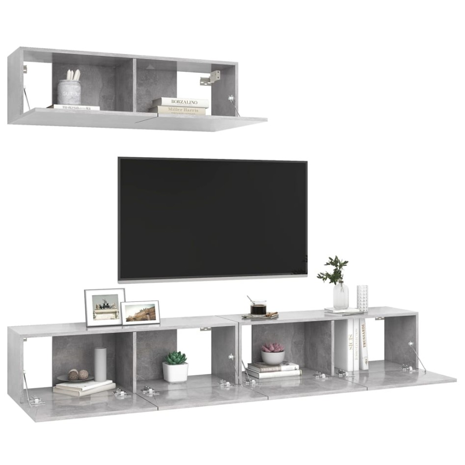Set de muebles de salón 3 pzas madera ingeniería gris