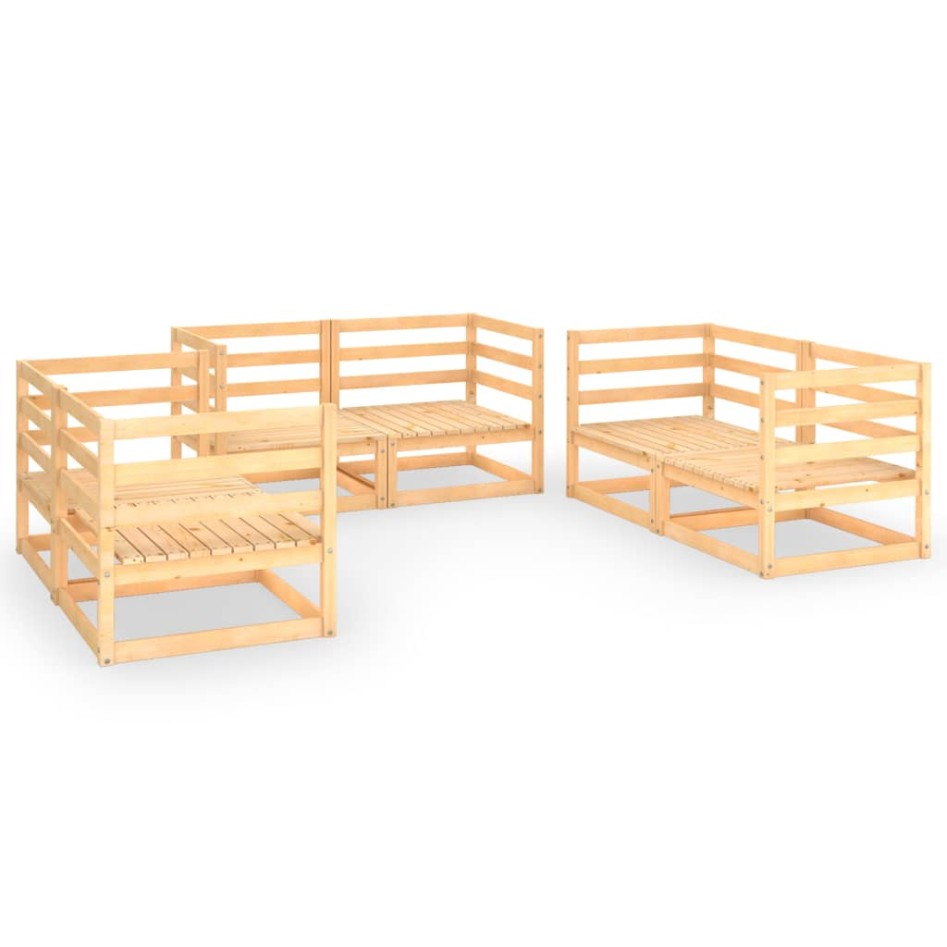 Juego de muebles de jardín 6 piezas madera maciza de