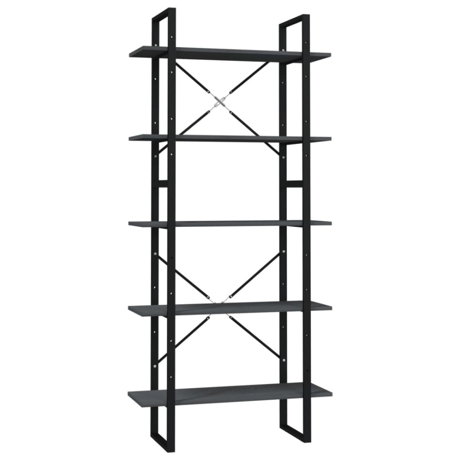 Estantería de 5 niveles madera de pino gris 80x30x175