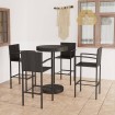 Conjunto de bar para jardín 5 piezas ratán sintético negro