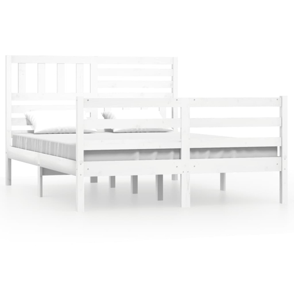 Estructura de cama de madera maciza blanca 160x200