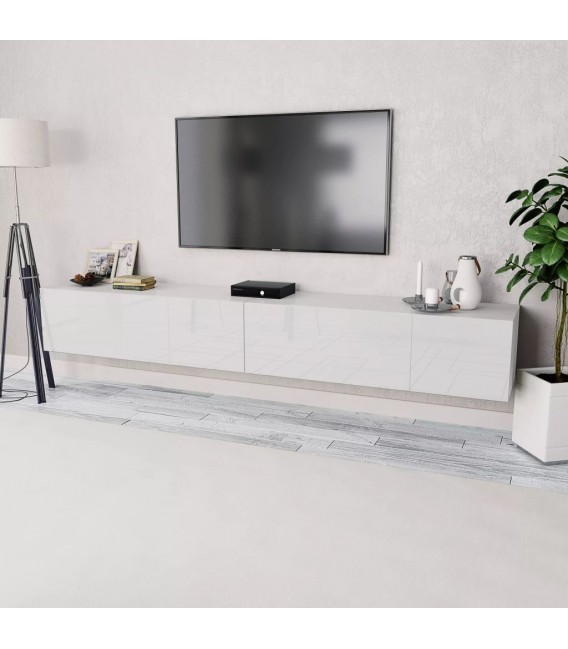 Mueble para TV aglomerado blanco con brillo 2 piezas