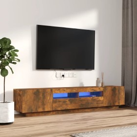 Set de muebles TV con LEDS 2 pzas contrachapada roble