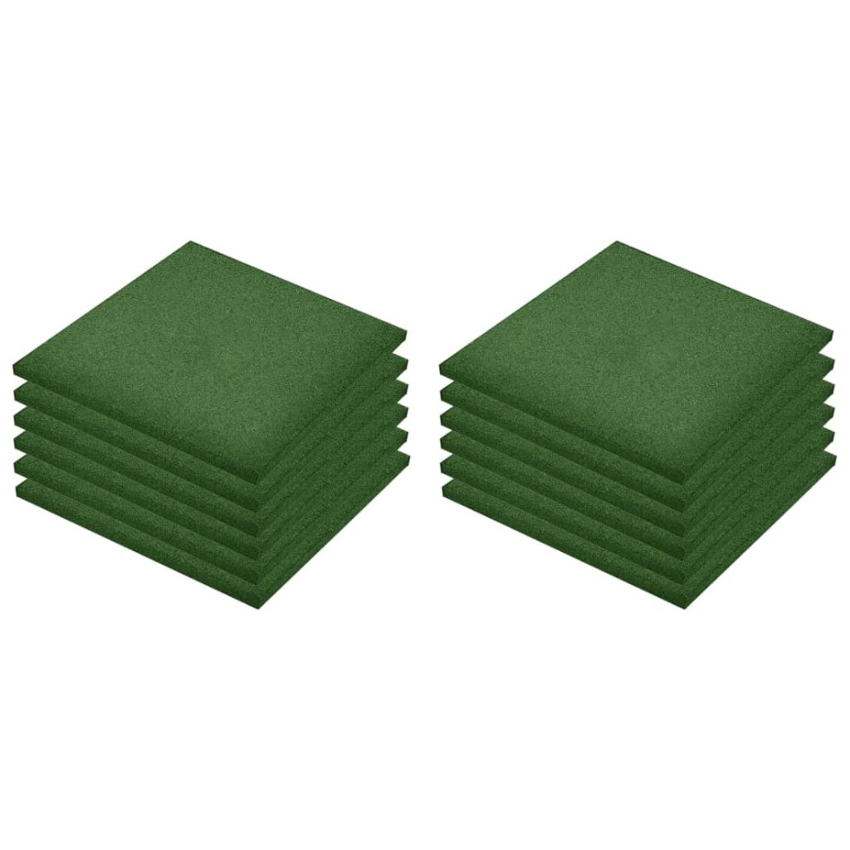 Losetas de goma protección de caídas 12 uds verde 50x50x3