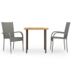 Set de comedor de jardín 3 pzas ratán sintético gris
