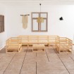 Juego de muebles de jardín 9 piezas madera maciza de pino