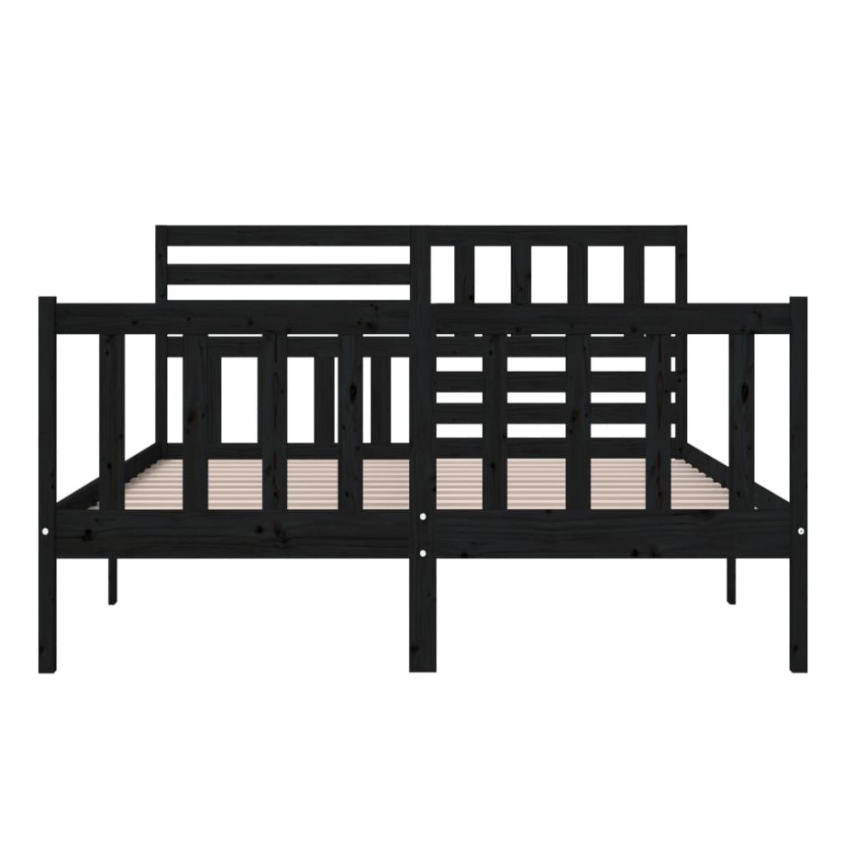 Estructura de cama de madera maciza negra 140x200